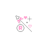 Pink Arrow, Bow Tie Hearts Blinking, Letter R