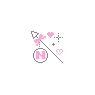 Pink Arrow, Bow Tie Hearts Blinking, Letter N