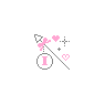 Pink Arrow, Bow Tie Hearts Blinking, Letter I